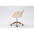 thumbnail image 5 of Swivel Vanity Chair, Velvet Desk Chair with Gold Metal Legs and Universal Wheels, Mid Back Office Chair for Makeup Room Living Room Bedroom, Beige, 5 of 7