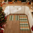 thumbnail image 5 of Farmhouse Orange Green Brown Plaid Kitchen Mat Set of 2, Non Slip Absorbent Washable Kitchen Rugs 17"x28" and 17"x48", Low Profile Runner Rug for Kitchen Sink Laundry Room, Rustic Decor, 5 of 6