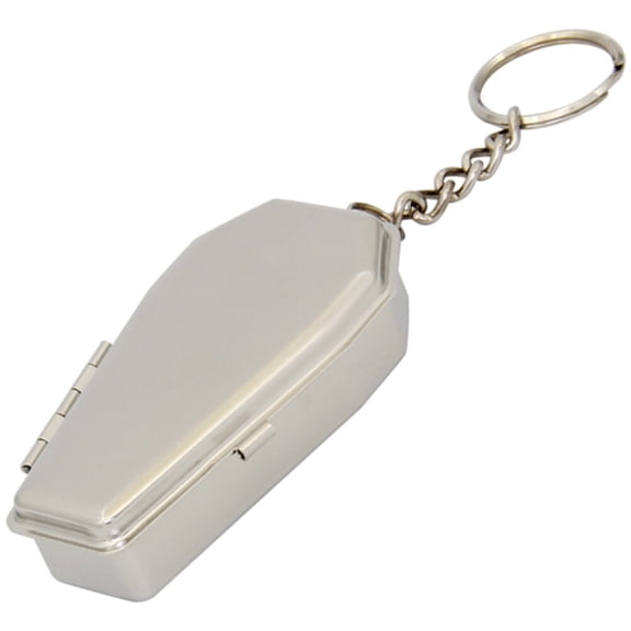 Outdoor Use Multi-purpose Key Chain Portable Tinplate Ashtray Creative Coffin Shape Pendant