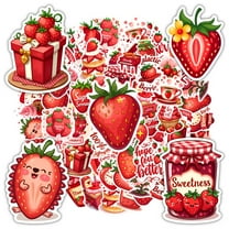 35pcs-50pcs Cheerful Stickers Stationery Strawberry Stickers Decorative Decals DIY Stickers Kids Stickers for Luggage Phone Laptop