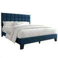 thumbnail image 2 of Castle Place Elegant Velvet Upholstered Full Platform Bed, Navy Blue, 2 of 8