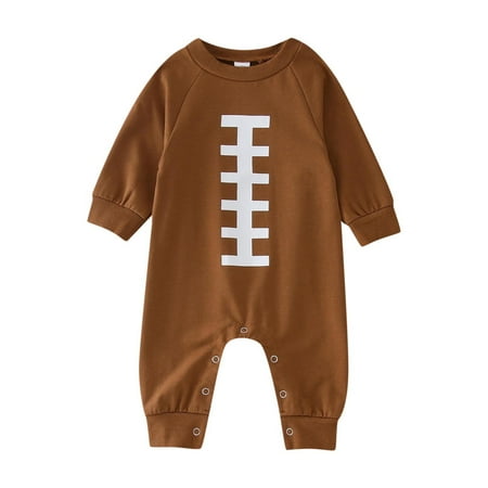

Xinduolei Boys Girls Long Sleeve Rugby Football Prints Pullover Romper Jumpsuit