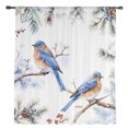 thumbnail image 2 of Blue Christmas Bird, Semi Sheer Curtains Drapes for Living Room, Bedroom, French Doors Window 54 Inches Long, Winter Berry Snowy Pine Cones Rod Pocket Chiffon Curtain Drapery Voile Draperies Panel, 2 of 6