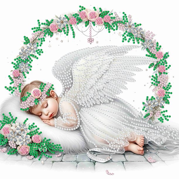 Pintura de diamante 5D DIY taladro en forma especial parcial Ángel decoración infantil 30x30cm