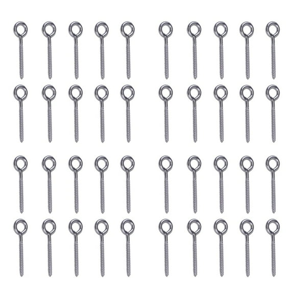 40 Pack Stainless Steel Eye Shape Screws Metal Hook Wood Terminal Ring Eyelet Hooks Self Tapping Screws M6