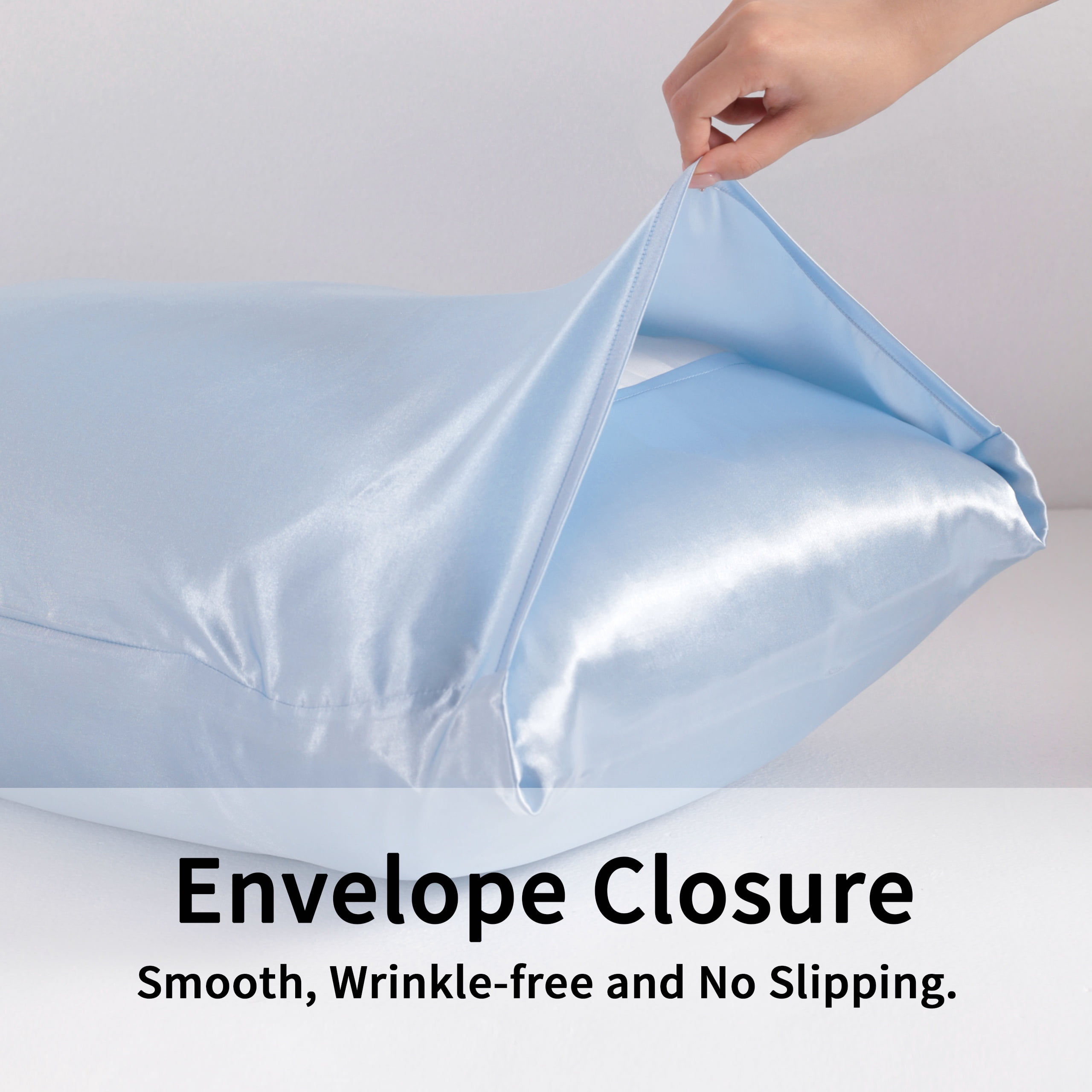 Silky Soft Satin Body Pillowcases for Hair and Skin, 20x54 Inch, 2-Piece Aqua