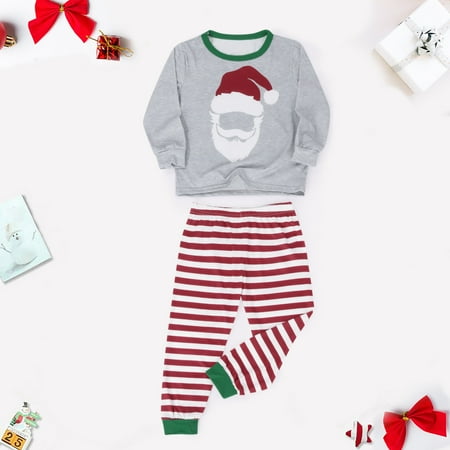 

BELLZELY Family Christmas Pajamas Clearance Only up Christmas Parent-child Set Striped Print HomeWear Pajamas Two-piece Child Set