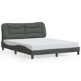 thumbnail image 1 of vidaXL Bed Frame with LED Lights Dark Grey 152x203 cm Fabric, 1 of 5