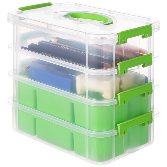 Plastic Storage Organizer Box, Clear 4-Layer Container for Beads Supplies, Organizer for Craft Art Painting, Plastic Container Case for Daily Organization