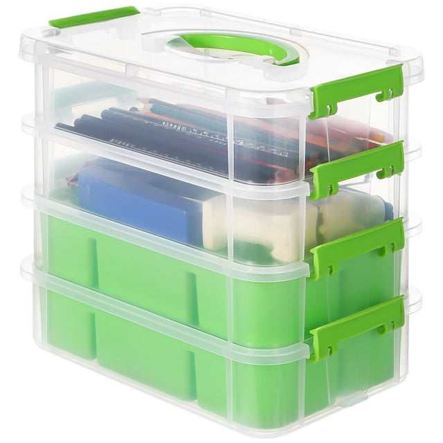 Plastic Storage Organizer Box, Clear 4-Layer Container for Beads Supplies, Organizer for Craft Art Painting, Plastic Container Case for Daily Organization