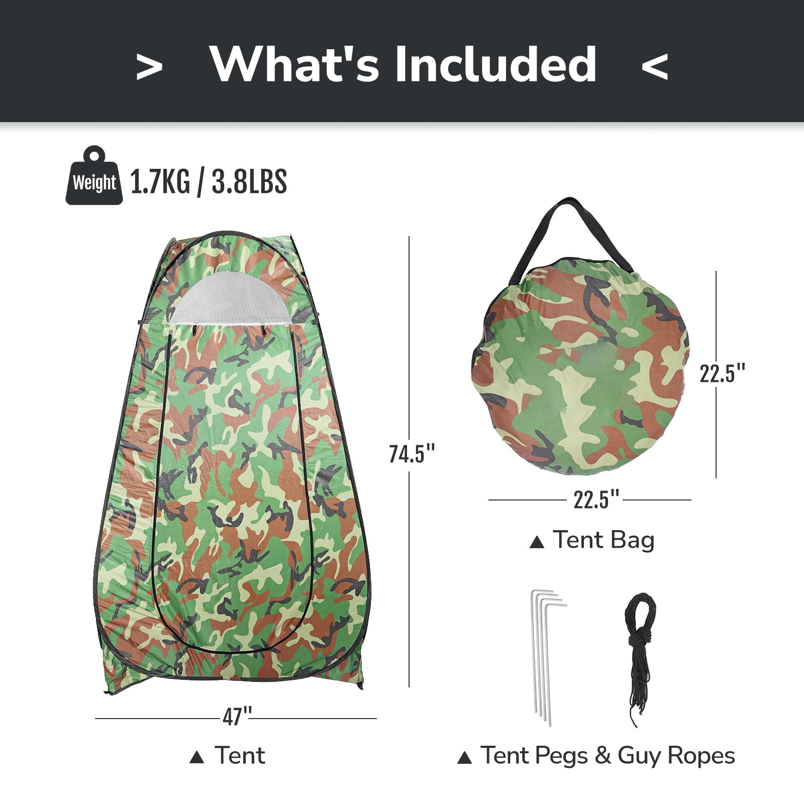 Zimtown 47"x 47" Portable Bathroom Tent Pop up Tent with Handbag Green