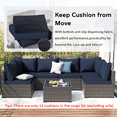 thumbnail image 4 of YLLN 14-Piece Outdoor Sectional Cushions, 4" Thick Patio Replacement Set, Waterproof with Zipper, Washable Seat Cushion for 6-Seat Wicker Rattan Conversation Sets, Navy Blue, 4 of 7