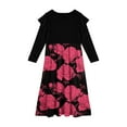 thumbnail image 3 of Abcomgle Girls Beach Dress Casual Patchwork Ruffle Long Sleeve Maxi Dress Vintage Floral Print Crew Neck Sundresses Beach Tiered Dresses with Pockets,7-8 Years Hot Pink, 3 of 3