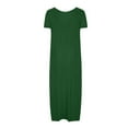 thumbnail image 5 of SMihono Plus Size Long Dresses for Women Summer Short Sleeve V Neck Dress Casual Loose Solid Color Soft Dress with Pockets Army Green XXXXXL, 5 of 6
