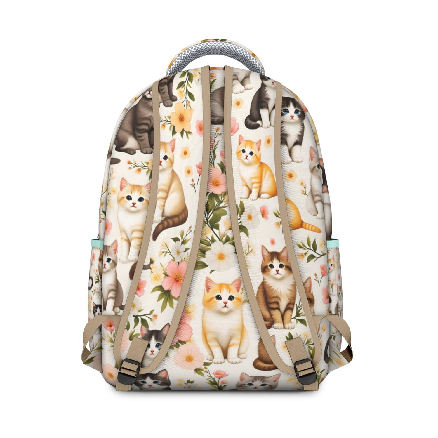 Pet Lover's Waterproof Backpack - Cute Cat Illustration, Ergonomic Design with Spinal Support