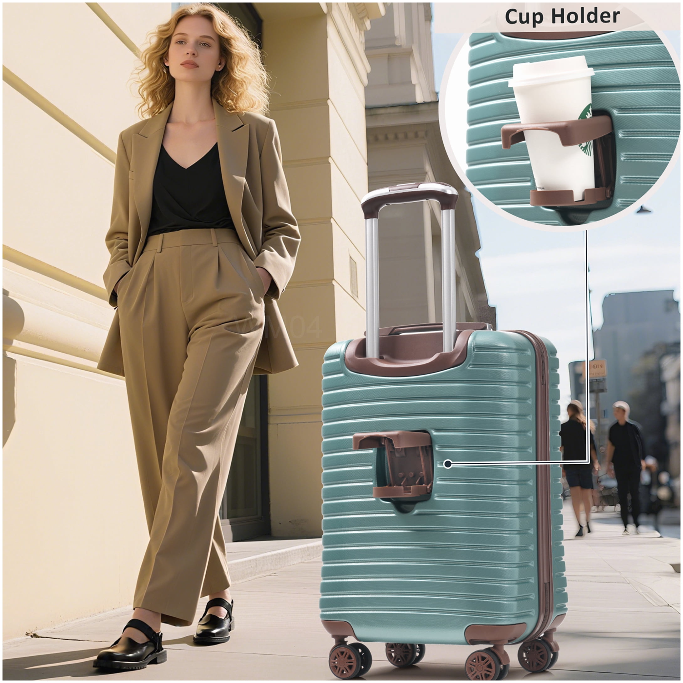 360° Spinner Wheel Luggage Set with TSA Lock, Lightweight ABS Hardshell, Blue Suitcases for Men and Women