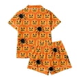 thumbnail image 6 of XIYON Halloween Pajamas Women Pumpkin Short Sleeve Sleepwear 2 Piece Button Down Top and Shorts Pajama Set Cozy Loungewear Fashion Clothes, 6 of 6