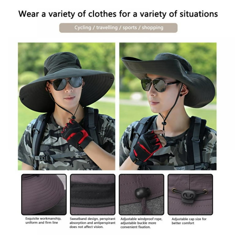 Novobey 6 inch Super Wide Brim Sun Protection Hat unisex Fishing Hiking Garden Lawn Work Waterproof Breathable Hats, adult Unisex, Size: One size