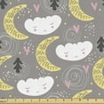 thumbnail image 1 of Cartoon Upholstery Fabric by the Yard, Night Time Dreams Theme Along Moon Clouds Sleeping Hearts Sky Trees, Decorative Fabric for DIY and Home Accents, Purple Grey Pale Yellow by Ambesonne, 1 of 5