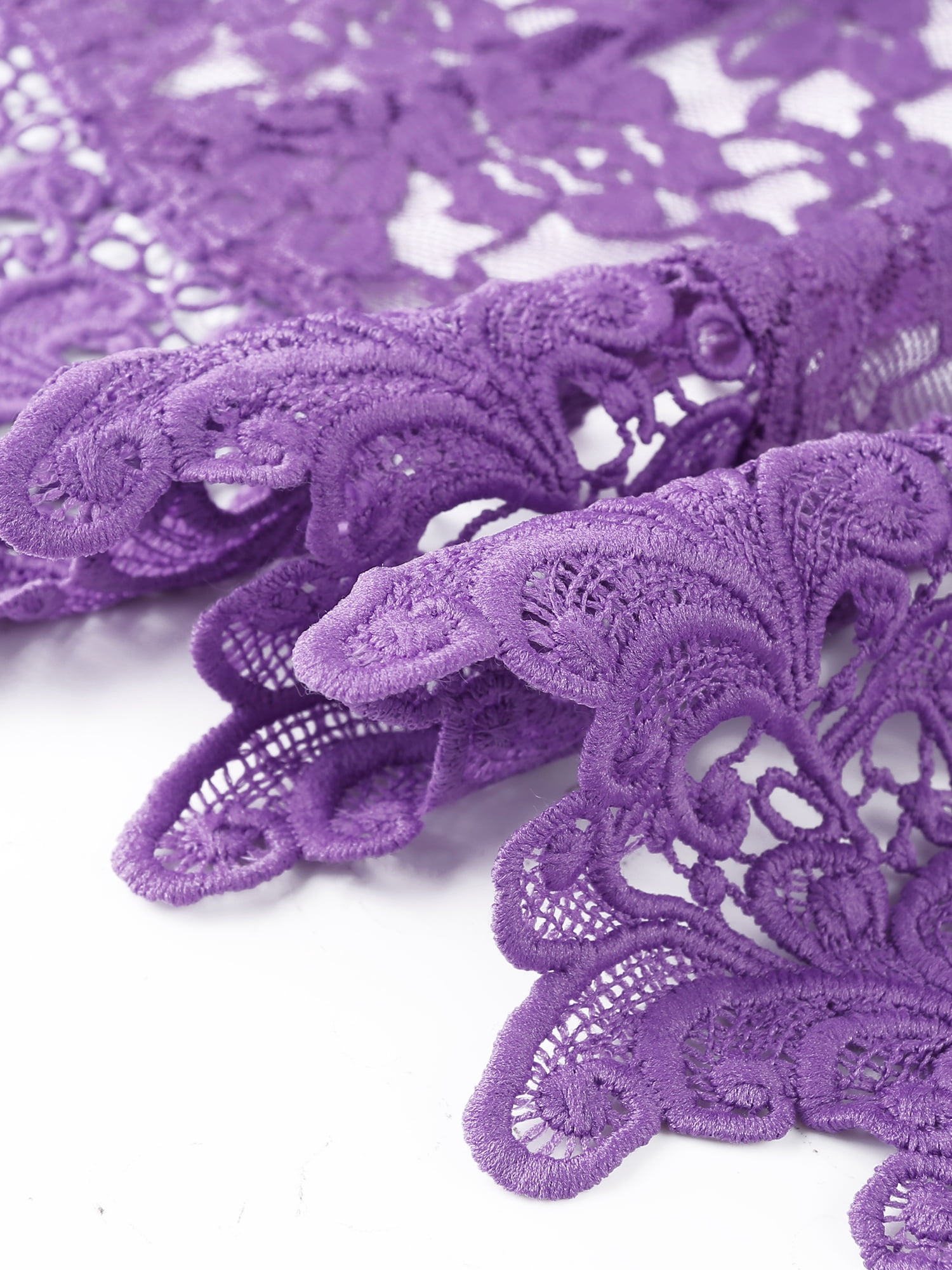 DARING DIVA Women's Floral Lace Shrugs Evening 3/4 Sleeves Formal Bolero Cardigan XL Purple