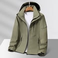 thumbnail image 2 of Men's Windbreaker Jacket Zip Front Windbreaker Jacket Solid Color Outdoors Mountaineering Wearproof Warm Zipper Multi-pocket Coat Long Sleeve Jacket Army Green 5XL, 2 of 3
