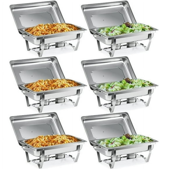 9L/8Q 6Pack Chafer Chafing Dish Sets Pans Stainless Steel Catering Food Warmer