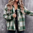 thumbnail image 3 of Chaqueta A Cuadros De Mujer Manga Larga Cálido Mantener Cómodo Suave Transpirable Chaqueta Femenina De Moda Verde S, 3 of 5