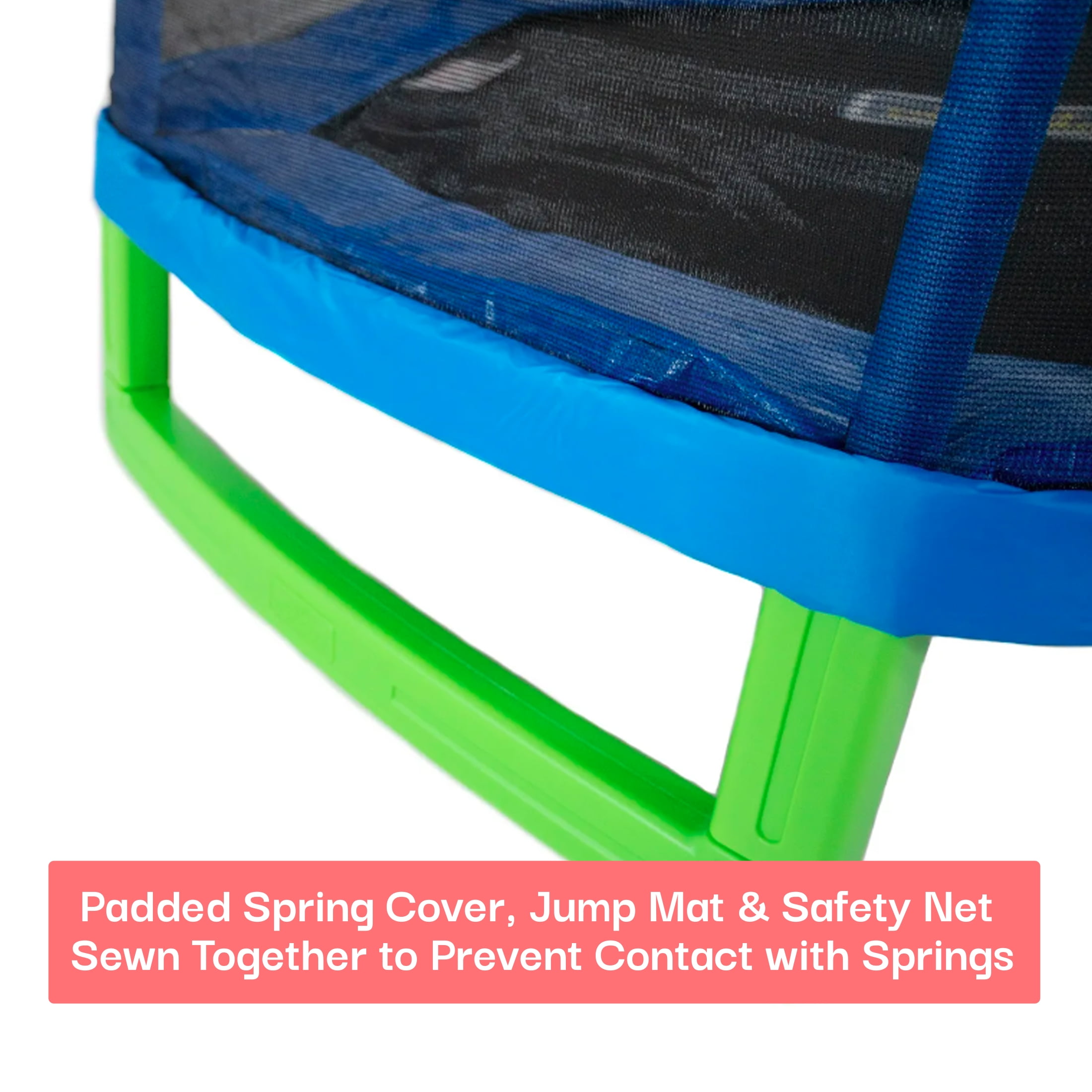 Sportspower My 1st Trampoline 7 ft Trampoline for Kids 3-10 Meets ASTM Safety Standards with Blow-Molded Legs and Padded Heavy-Duty Steel Frame, UV-Resistant Safety Enclosure & Jump Mat