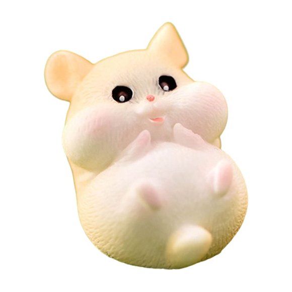 Animal Statue Adorable Doux Expression Dessin Animé Peint Manger Mignon Hamster Figurine Maison de Poupée Fournitures