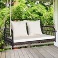 thumbnail image 4 of Topbuy 880 LBS Wicker Hanging Porch Swing with Cushions 2-Person Outdoor Hanging Chair with Ropes Hanging Patio Swing Bench, 4 of 10