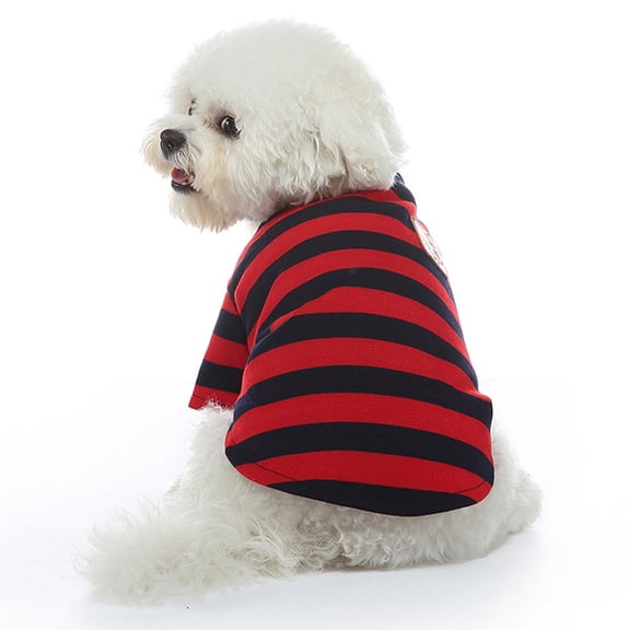 Dog Cotton Shirts for Small and Large Dogs Rugby Striped T-Shirts Soft Breathable Dog Shirt pet Clothes(M,Red)
