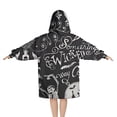 thumbnail image 2 of Black Halloween Letter Bat Pattern Blanket Hoodies for Kids 6-13YR Oversize Wearable Blanket Hoodies for Boys Girls Teens, 2 of 7