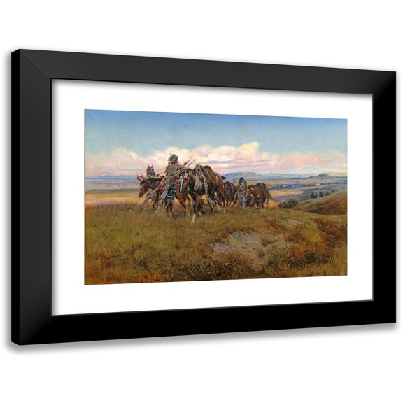 Charles Marion Russell 14x11 Black Modern Framed Museum Art Print Titled - In the Enemy's Country
