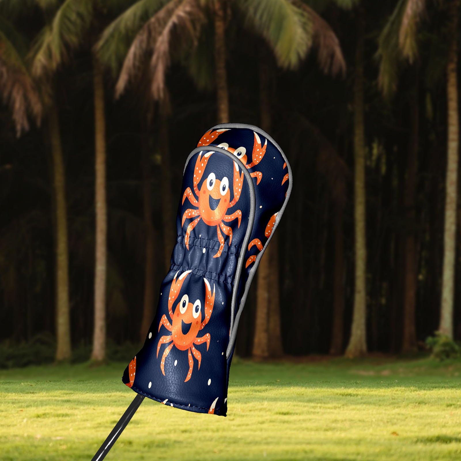 Golf Club Covers PU Leather Waterproof Head Covers for Fairway Woods Hybrids Crab Pattern