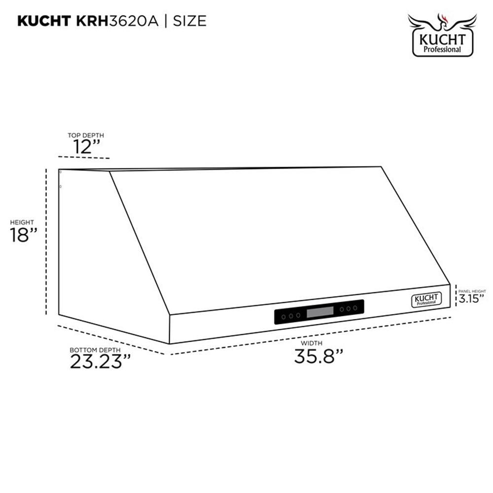 Kucht Professional 35.5" Stainless Steel Under Cabinet Range Hood in Silver