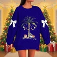thumbnail image 2 of Cmfcve Xmas Sweatshirts for Woman Plus Size Christmas Tree Bow Comfortable Holiday Tops Solid Color Drop Shoulder Pullover Cute Apparel, 2 of 5
