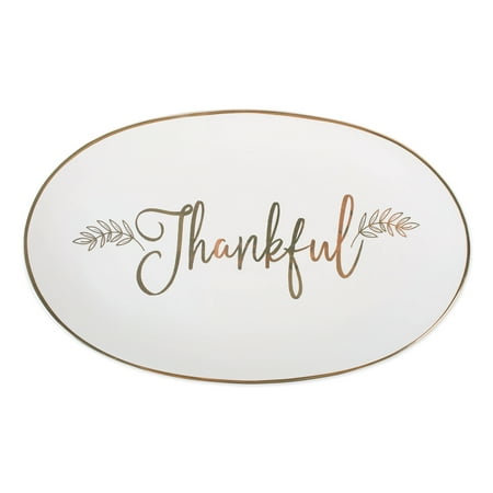 DII Thankful Platter for Thanksgiving or Christmas Dinner for Appetizers, Desserts, Turkey, or (Best Ham For Christmas Dinner)