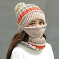 4PCS Fleece Lined Winter Hats for Women Knit Beanie Hat Scarf Mask