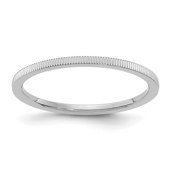 Solid 14K White Gold 1.2mm Line Pattern Stackable Band Thin Wedding Anniversary Ring Size 6