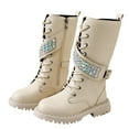 thumbnail image 3 of BOBOGOJP Girls Fashion Ankle Boots Girl Comfortable Fashion Shoes Winter Boots With Zipper Outdoor Shoes Beige for Size 3.5, 3 of 7