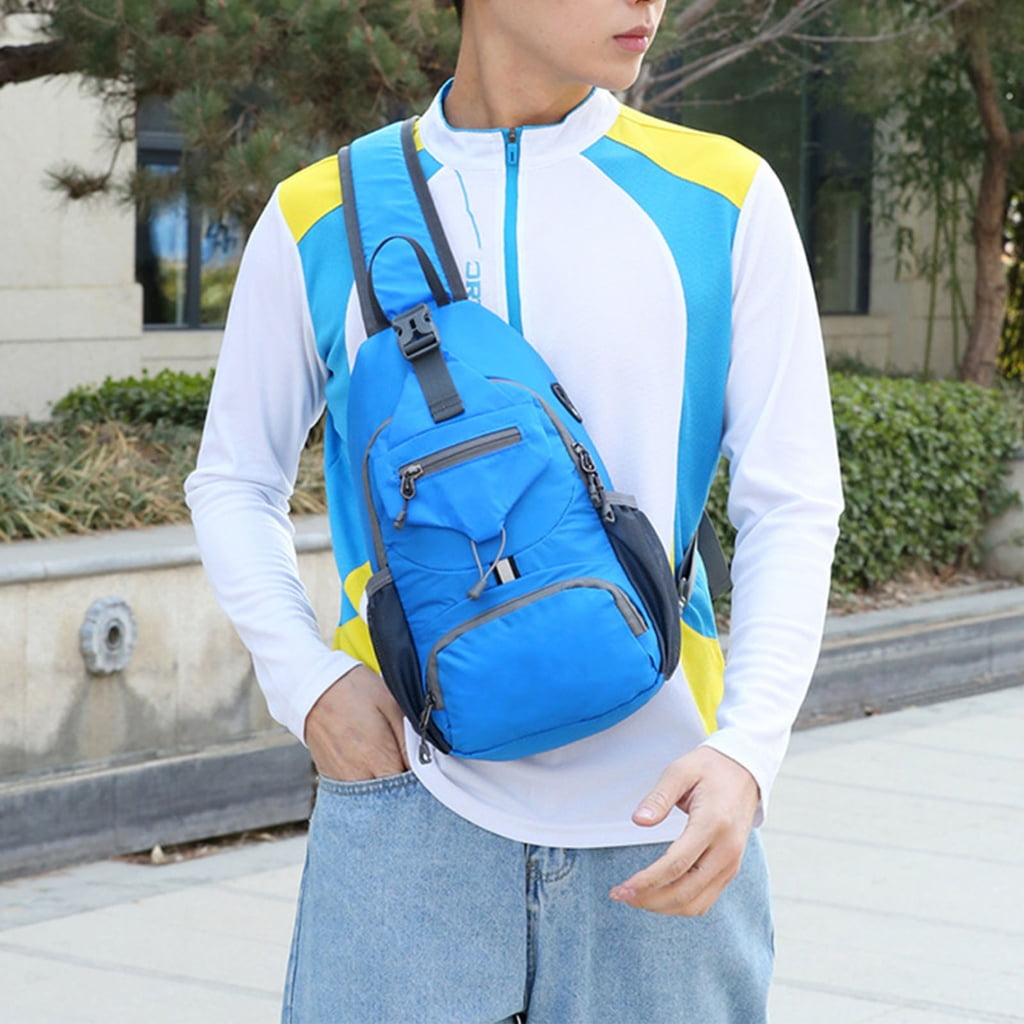 FENOHREFE Mans Large Chest Pocket Sling Bag Backpacks Nylon Crossbody Bag Casual Daypacks Outdoor Shoulder Backpacks Chest Bag