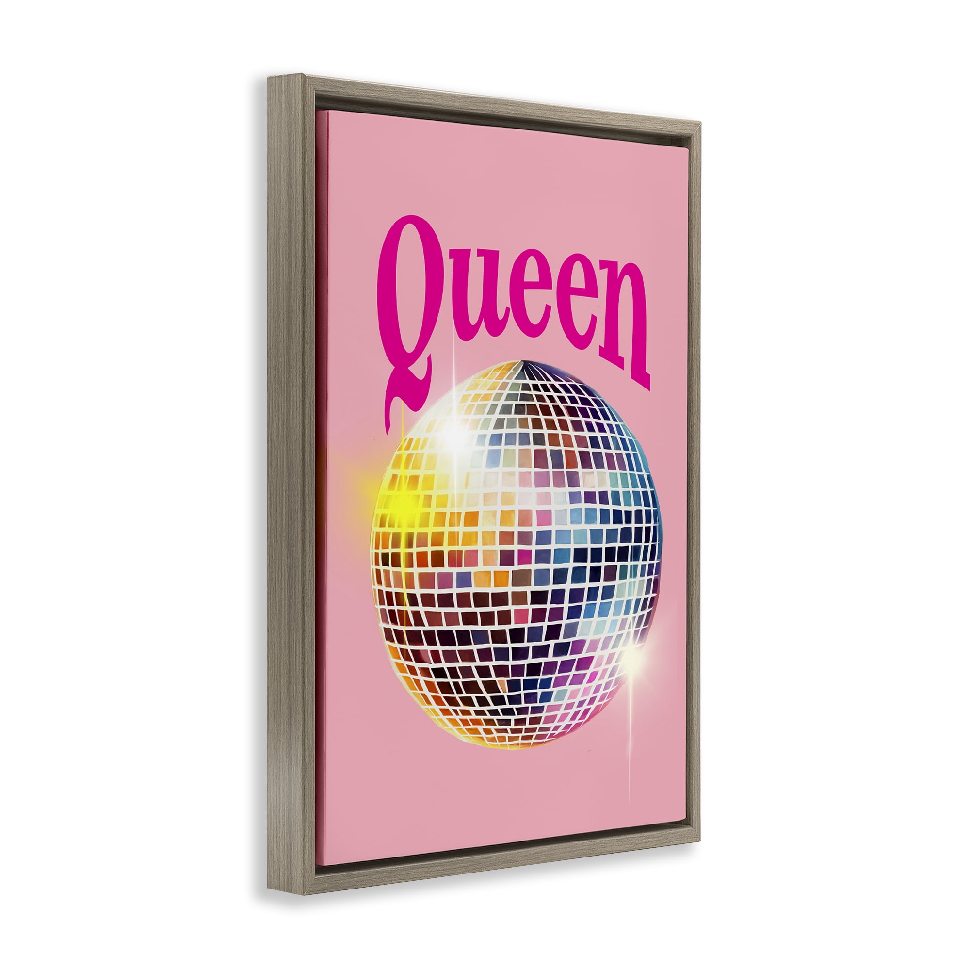 Stupell Industries Sparkling Disco Queen Entertainment Painting Brown Floater Framed Canvas Art Print Wall Art, 17 x 25