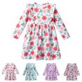 thumbnail image 4 of JUMEYU Little Girls Cotton Long Sleeve Cartoon Appliques Summer Casual Dress 6T 7T (Pink,6-7 Years), 4 of 9