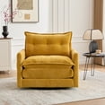 thumbnail image 2 of LegaHome 360° Swivel Accent Chair, Mid Century Modern Swivel Barrel Chair, Thick Padded Arm Chair with Side Pocket & Solid Metal Base, Comfortable Single Sofa for Living Room, Mustard Yellow, 2 of 10