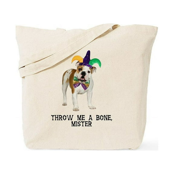 CafePress - Bulldog Mardi Gras Tote Bag - Unisex Canvas Tote Bag, Beige, 1-Piece
