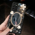 thumbnail image 6 of Samsung Galaxy S21 Ultra Bling Case Mirror, Inlaid Bling Black Gemstone Makeup Mirror, Shiny Luxury Sun Flower Diamond for Women Girl(Black), 6 of 14