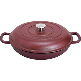 M-COOKER 3.8 Quart Enameled Cast Iron Braiser Pan with Lid，Covered Cast  Iron Casserole Dish, Shallow Dutch Oven with Lid, Gift Idea for Family,  Oven