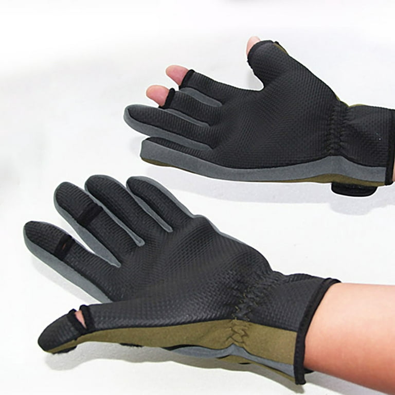 NUZYZ Unisex Three Finger Cut Warm Cycling Fishing Gloves Breathable Non  Slip Mitten 