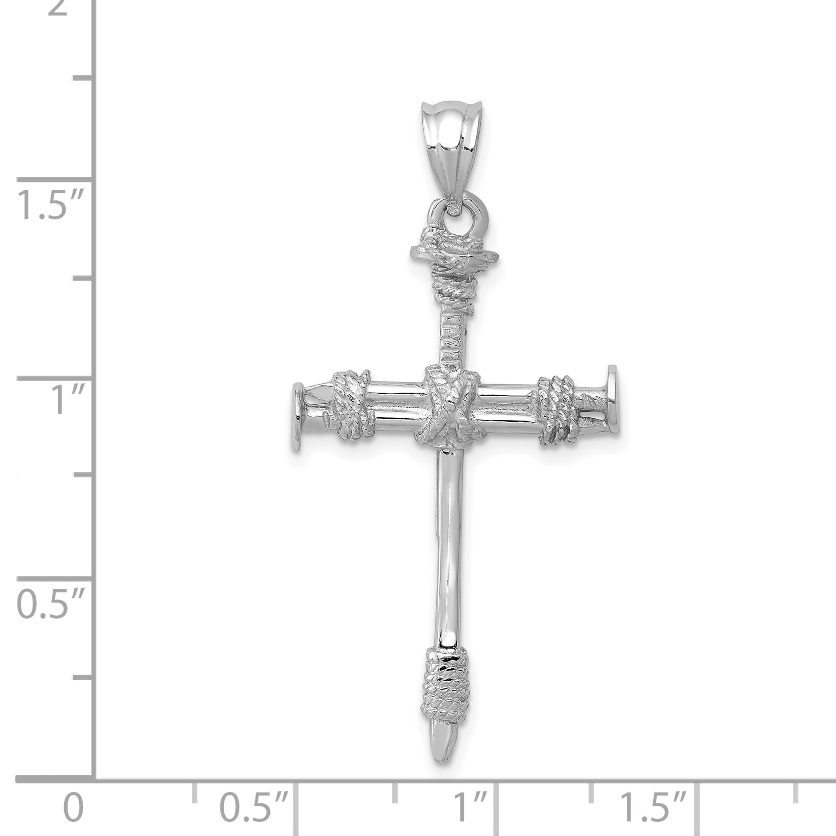 14k White Gold Solid Nail Cross Charm Pendant
