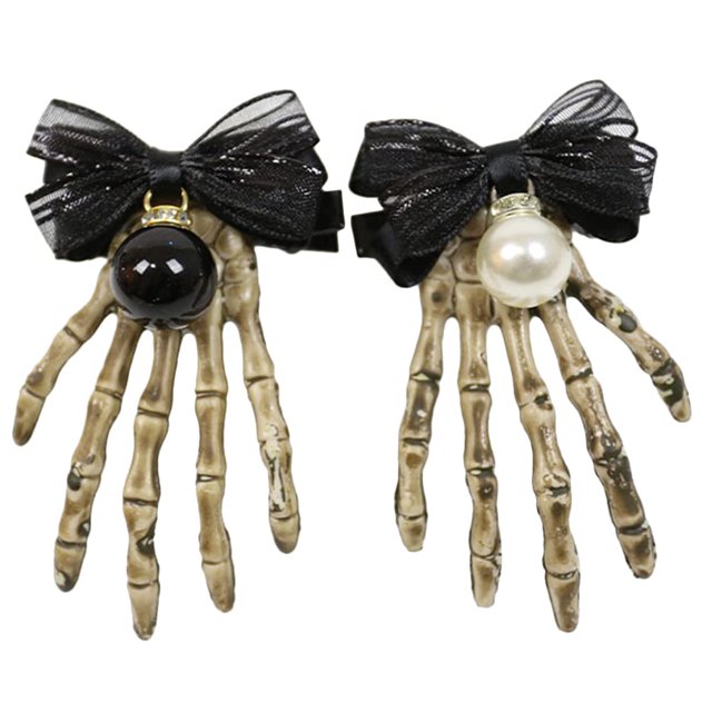 2 paquetes de horquillas de garra de calavera de Halloween NQ con mini lazo negro